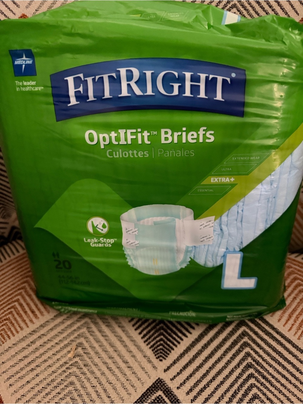 OptiFit Briefs - Large unisex adult diapers tabs 20 count